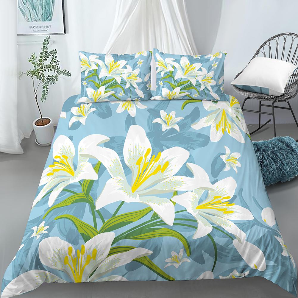 

Leaves And Flowers Bedspread Cover Package King Size Size Palm Leaves Pink Floral Printed Design Quilt Cover For Girl Boy Sturdy Polyester 2/3pcs Bed EU single(135x200cm)