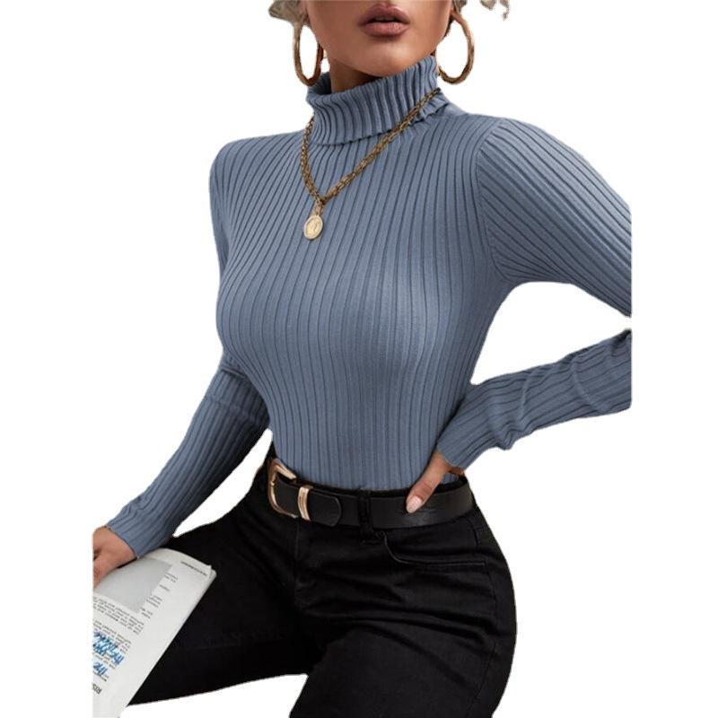 Fashion Women Long Sleeve Ribbed Turtleneck Sweater Slim Casual Pullover Top Autumn Winter Knitted Jumpers