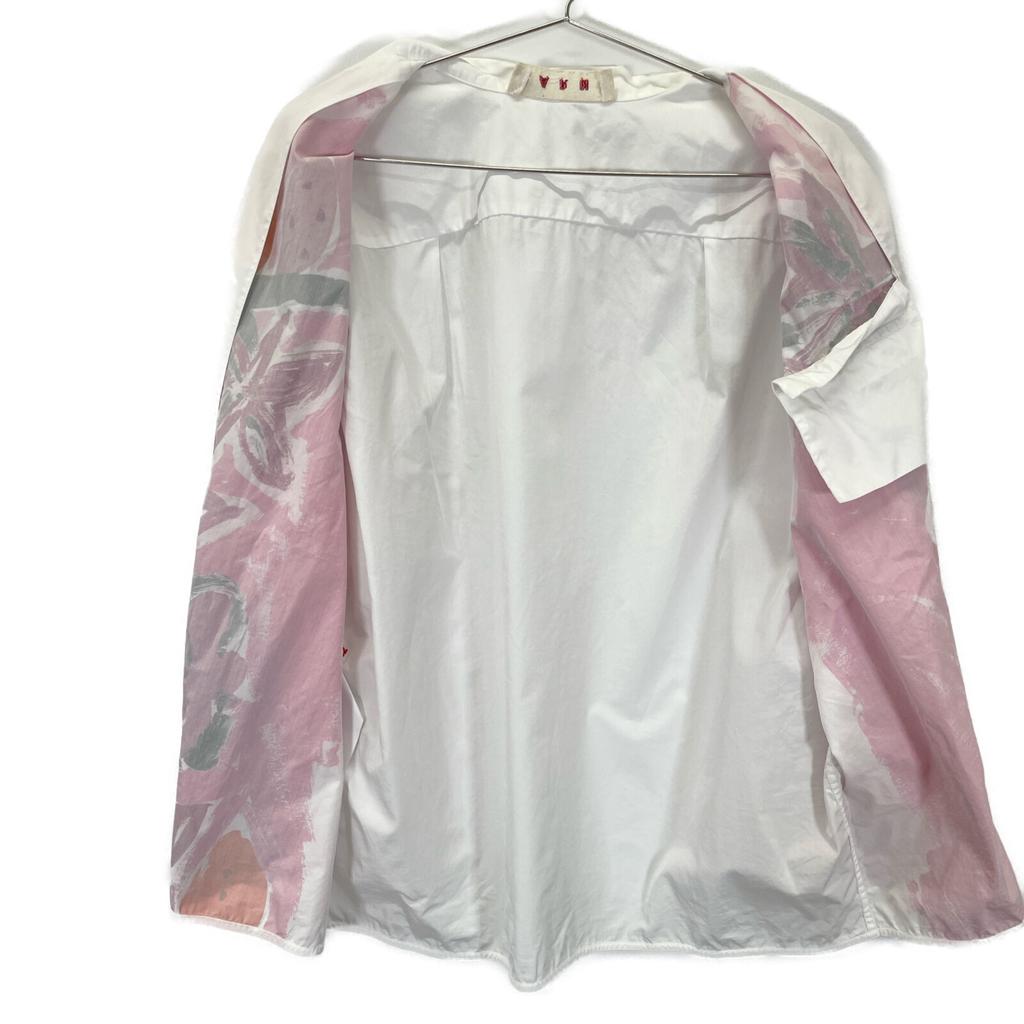 MARNI White '20 Floral Print Short Sleeve Shirt tops 42 whiteUsed