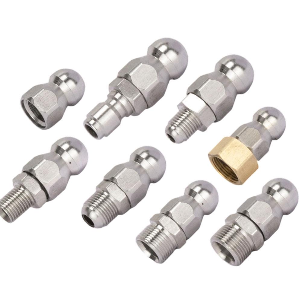 Professional Pressure Washer Drain Cleaning Nozzle High Pressure Water Jet Pipe Nozzle Unclogging Steel Sewer & Pipe Maintenance