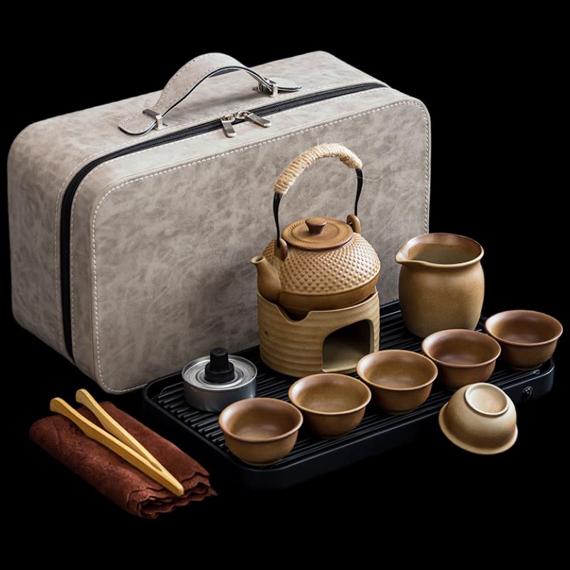 Wo Ding Coarse Pottery Kung Fu Travel Tea Set