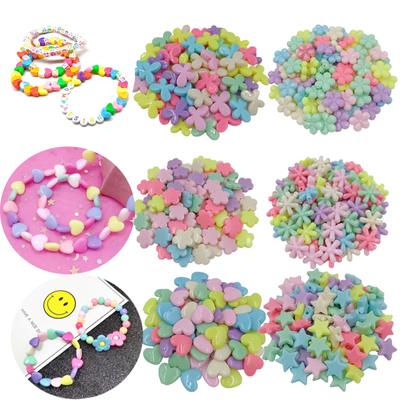 Home Party Supplies Charms Spacer Beads New For Making Jewelry Multicolor Flower Beads Heart-Shaped Colorful Blingbling Acrylic 20pcs