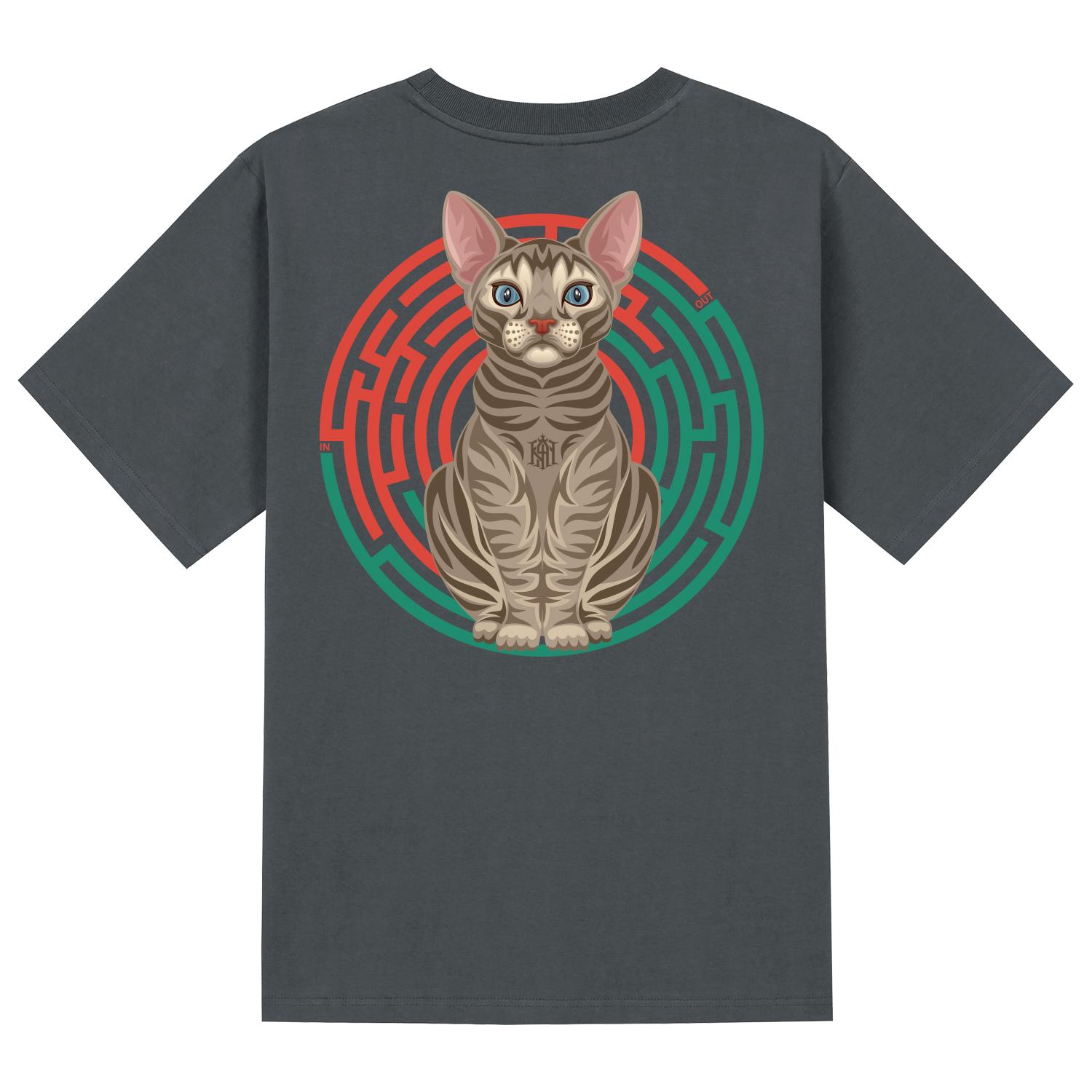 Khan 6312 Ktg0014 Sphinx Cat Short Sleeve T-Shirt - Gray Gray/S