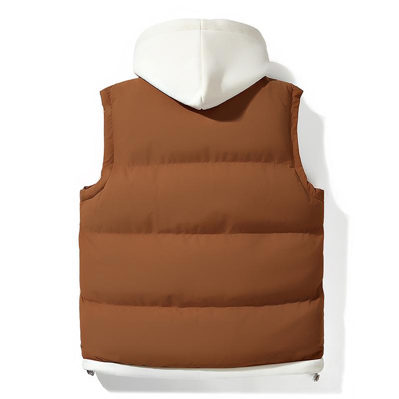 Autumn Winter Mens Cotton Vest for Men and Women, Versatile, Loose, Fashion Brand, Imitation Two-piece Vest, Cotton Jacket