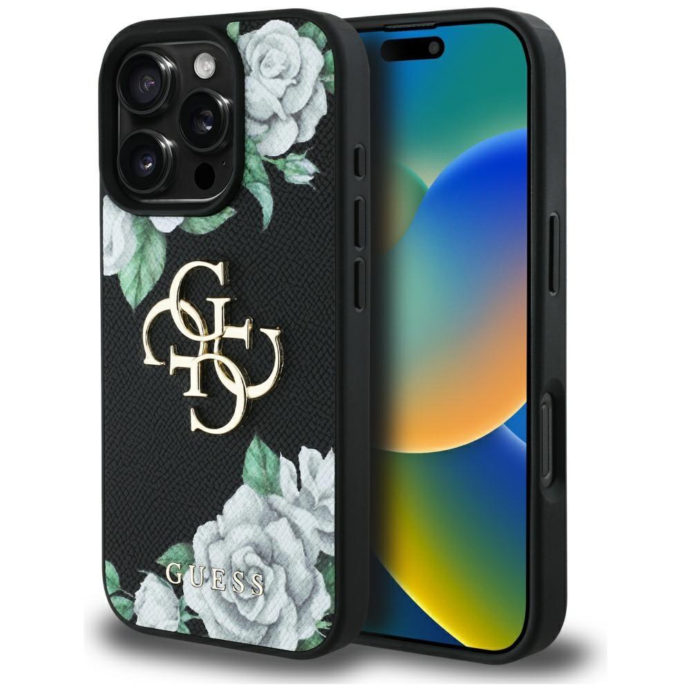 Etui Guess Grained Roses Big 4G Logo Do  Iphone 16 Pro Max Czarny