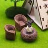 Miniature Resin Wicker Table And Chairs Set Handcrafted Realistic Details For Dollhouse Accessories And Miniature Scenes