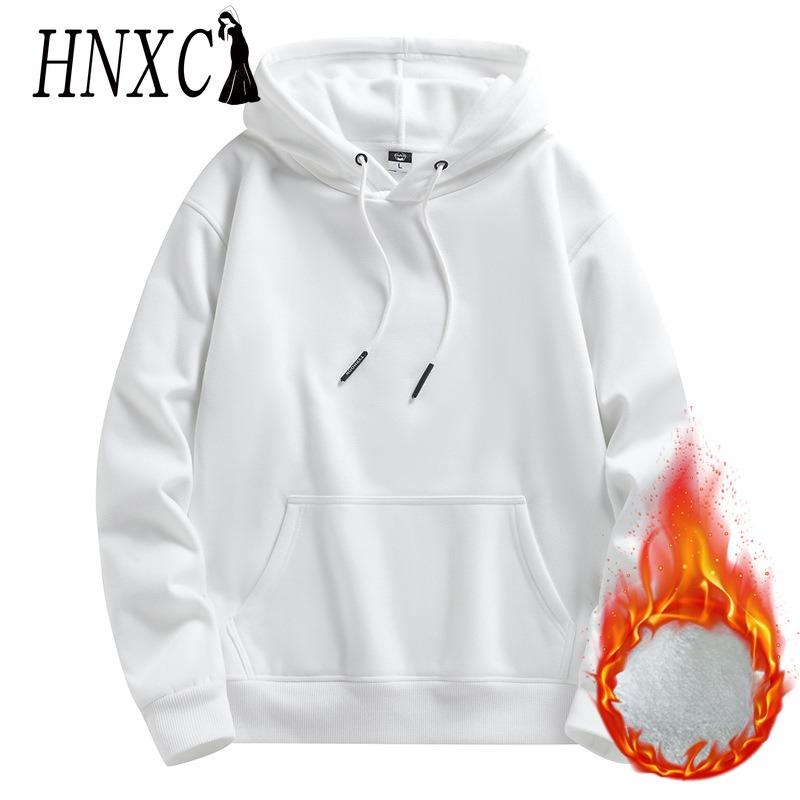 Мужская мода HNXC, повседневные однотонные толстовки с капюшоном и длинным рукавом с принтом S белый
