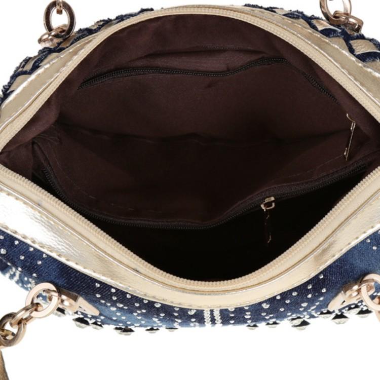 Denim Bag, Canvas, Portable Diamond Woven Bag, Trendy One Shoulder Crossbody Bag, Tote Bag