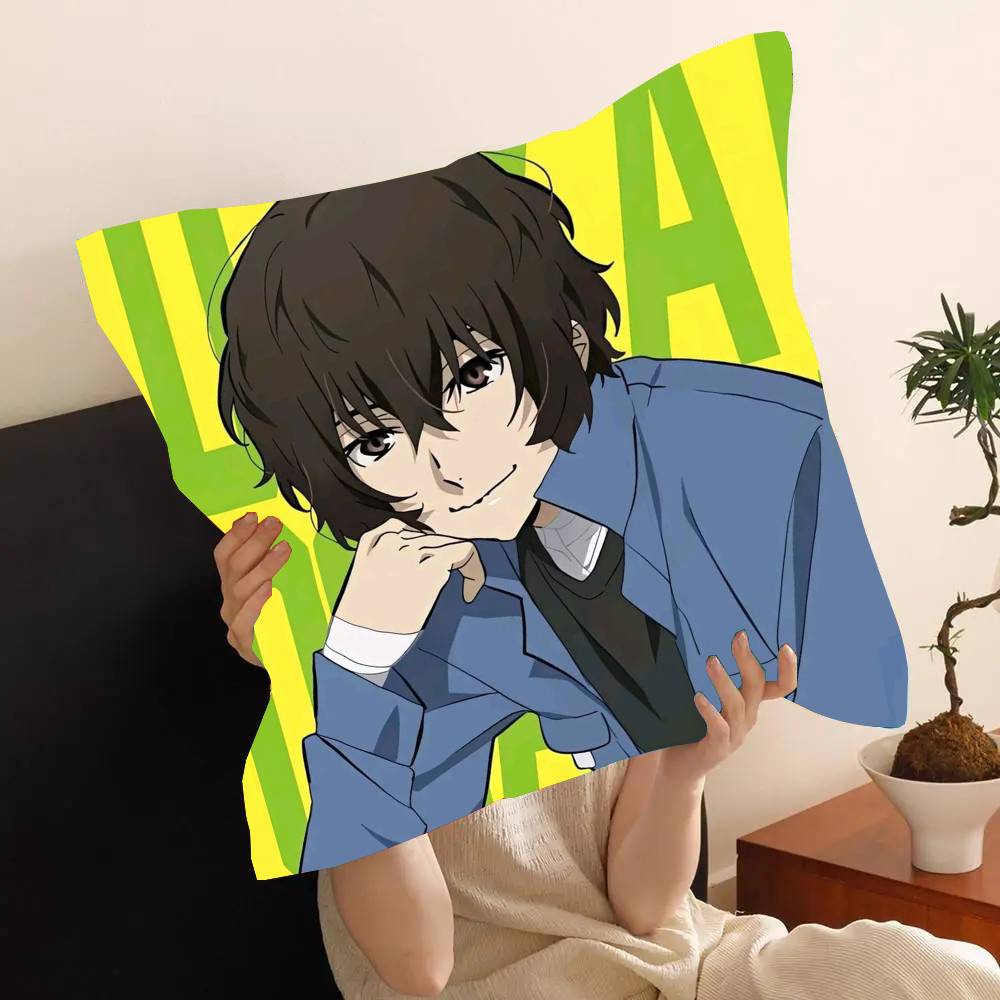 B-Bungo Stray Dogs Anime Pillow Case Fashion Square Pillowcase Bedroom Sofa Room Ins Decoration Leisure