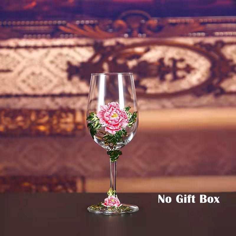 Superior Enamel Peony Glass Crystal Champagne Cup Set Goblet Glasses Glasses of Wine Wineglass Luxury Glass Cups Vintage Whiskey