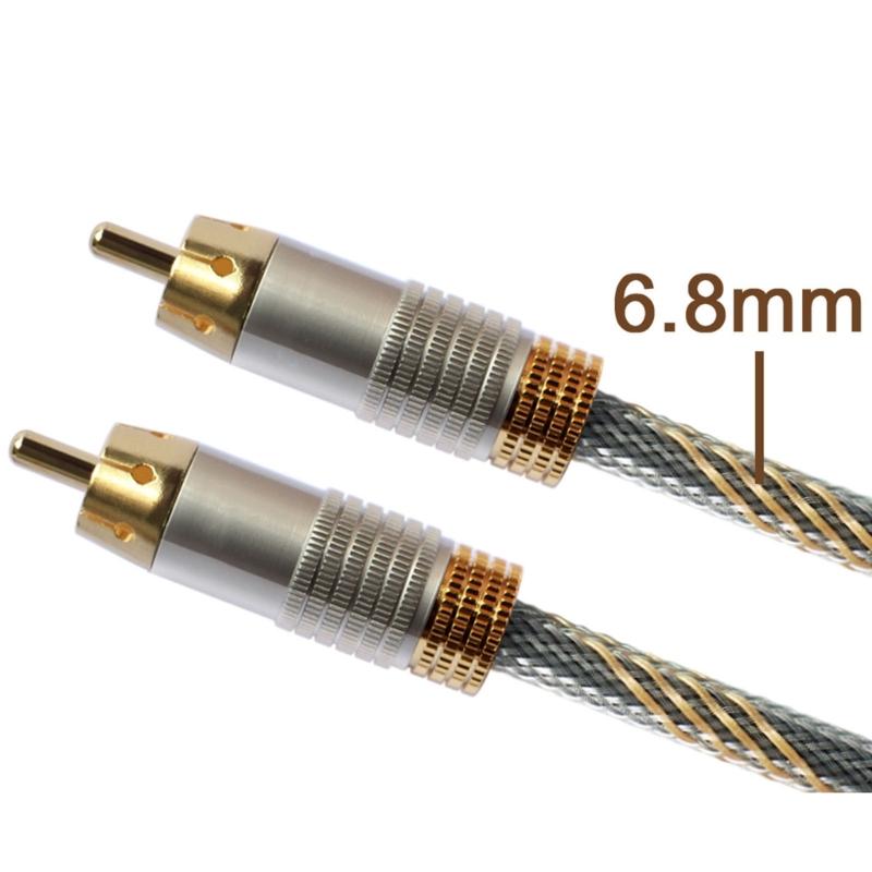 RCA Digital Audio Coaxial Cable 24K Gold Plated Connectors S/PDIF RCA Male To RCA Male for Home Theater, HDTV, Subwoofer
