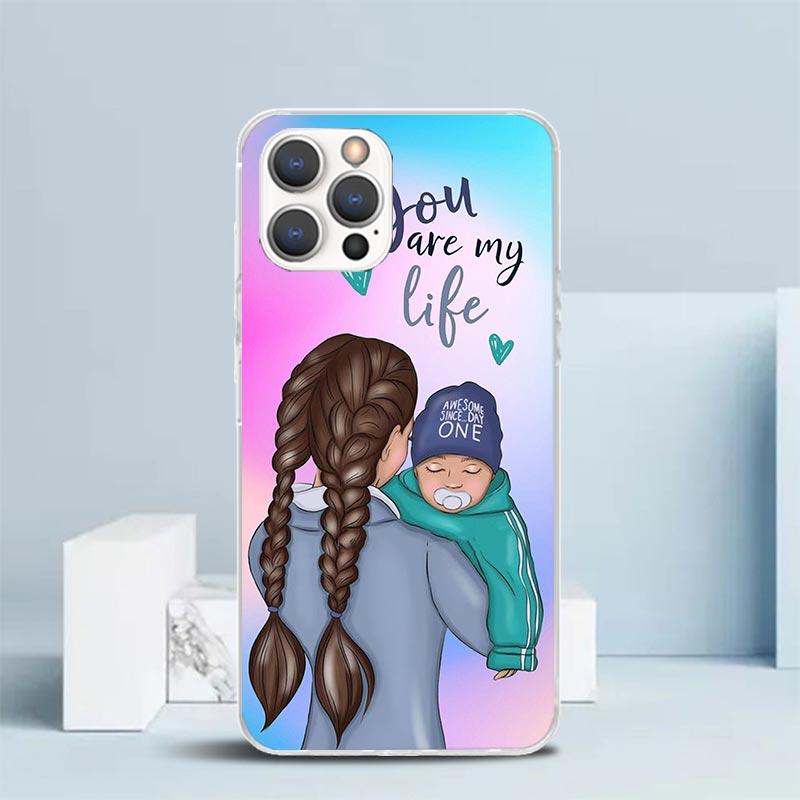 Woman Fashion Girl Super Mom Baby Soft Cover for iPhone 16 17 Air 15 14 Pro Max 16E Phone Case 13 Mini 12 11 7 SE 8 Print Patter