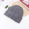 Korean Style Fashion Letter Printed Wool Hat for Women In Autumn and Winter Warm Pullover Cold Hat Showing Face Small Ear Protection Knit Hat Trendy