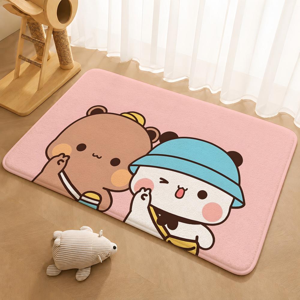 Kwai Anime Yier Bubu Floor Mat Floor Mat Soft Flannel Non-Slip Door Rug for Living Room