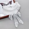 New Hollow Lace Embroidery Fake Collar For Women White Black False Detachable Collar Lapel Shirt Tie Necklace Clothes Accessory