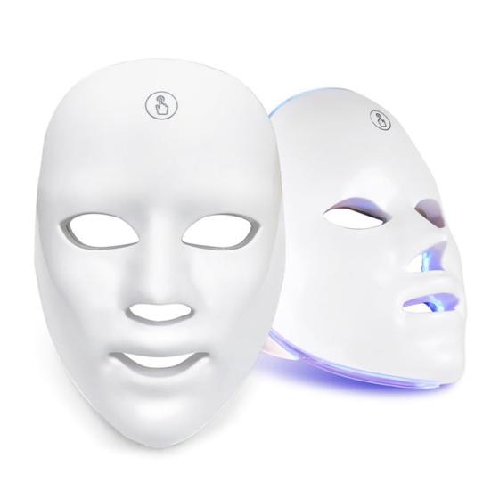 LED Photon Therapy Mask Red Blue Light Facial Device for Acne Wrinkle Reduction Rechargeable Anti-Aging Skincare for Home Use