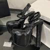 Moda Roma Plataforma Extrema Gruesos Tacones Altos Zapatos de Salón Correa con Hebilla Mujer Discoteca Club Stripper Zapatos de Fiesta Talla: 42