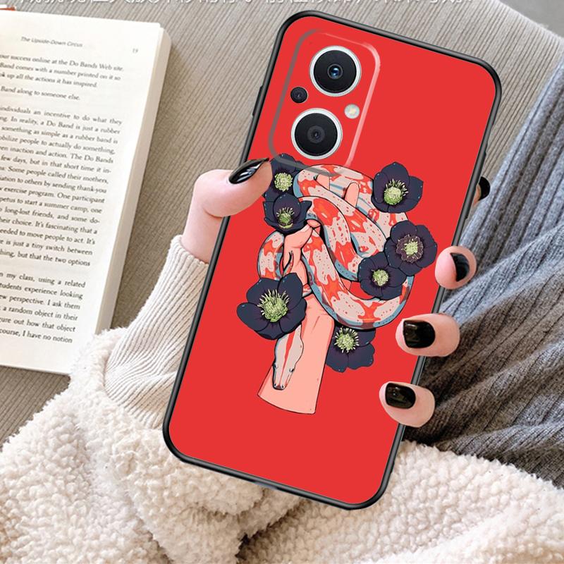 Hand Snake Flower Case For OPPO Reno 12 F 13 13F 11F 8T 7 8 10 Pro OPPO Find X8 Pro X6 X3 X5 Lite Cover Fundas