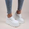 Fashion White Wedge Sneakers Shoes for Women Brand Platform Breathable Hollow Shoes Chunky Heel Pumps Shoes Women Heels Zapatillas Mujer