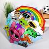 Colorful Sprun-ki Robot Party Umbrella Folding umbrella, automatic umbrella 8-Frame for Travel, camping Use Gift for Halloween Christmas