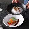 Nordic Stone Pattern Ceramic Soup and Salad Bowl, Deep Dish Tableware, Black/White.
