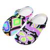 White EVA Clogs with Rainbow Feather Print, Lightweight Slip On Garden Shoes, Breathable Beach Sandals, Indoor Outdoor Slippers for Men Women