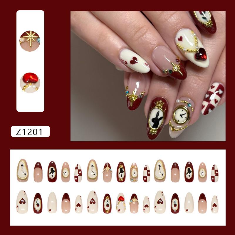 

Three-dimensional gilt time starlight rose shining love pearl fashion European and American ins style removable manicure 30 pieces