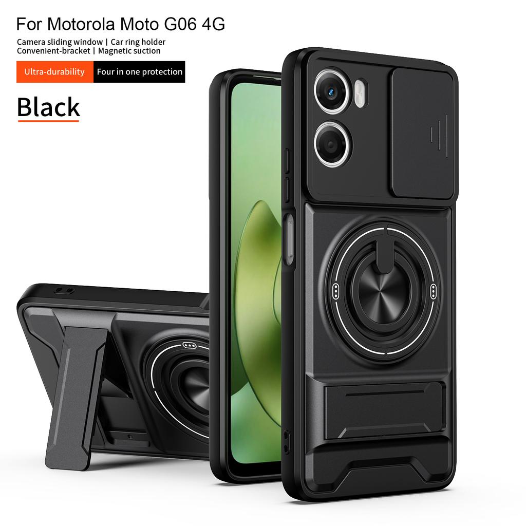 Para Capa Motorola G06 Capa Power Moto G06 Capas Moto G06 Suporte Dobrável Magnético Magsafe Armadura Militar Capa de Proteção da Câmera