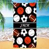 Custom Sports Ball Beach Towel Personalized Name Basketball Soccer Microfiber Bath Towel 160x80cm Quick Dry