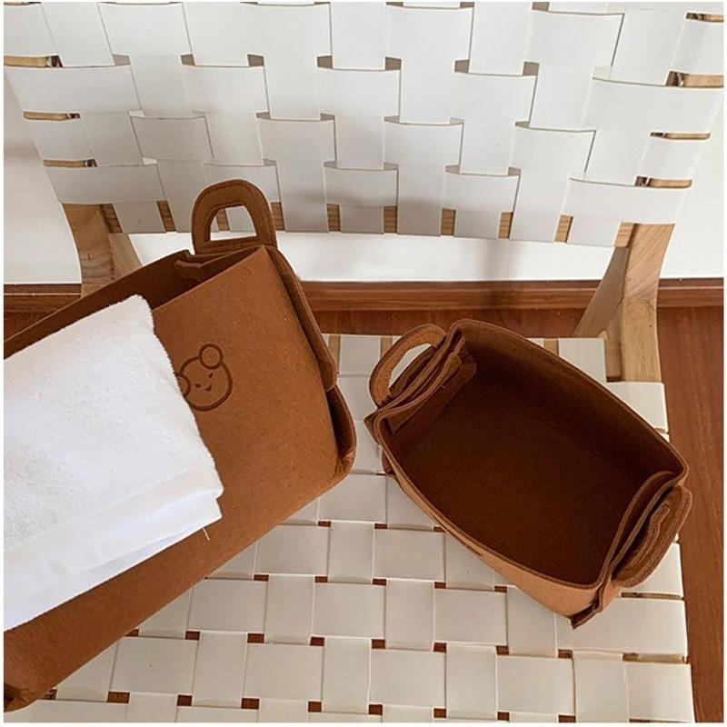 Plush storage basket, office organizer box, foldable storage basket, for snacks, toys, cosmetics, laundry hamper