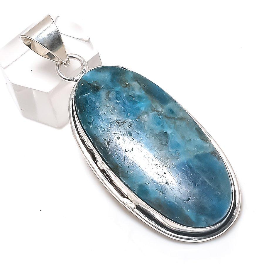 

Neon Blue Apatite Gemstone 925 Sterling Silver Jewelry Pendant 2.36 e2l41
