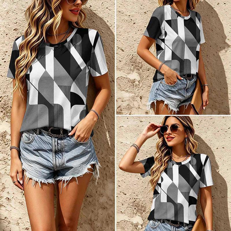 Vintage Ethnic Floral Print Tee Crew Neck Distressed Boho Casual Short Sleeve Pullover T Shirt Top