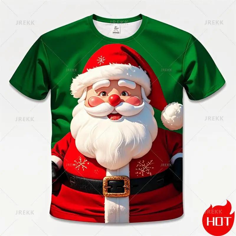 Men's T-shirt 3D Christmas Snowflake Print Men's Top Casual Short Sleeved Simple T-shirt Summer Round Neck T-shirt Men's Clothing