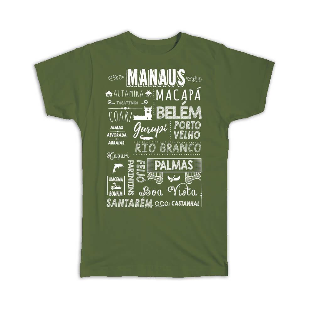 Gift T-Shirt : Northern States Brazil Brazilian Cities Chalk Art Souvenir
