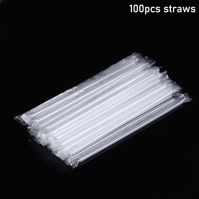 10Pcs Plastic Cups with Lid 100 Straws Disposable Clear Cup Set for Fruit Juice Milk Tea Family Gatherings