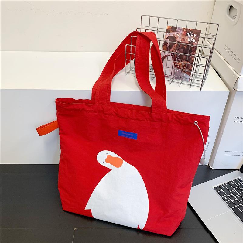 

Сумка милый маленький утенок большая вместимость холщовая сумка тоут студенческая литературная и для отдыха на плечо сумка-тоут красный