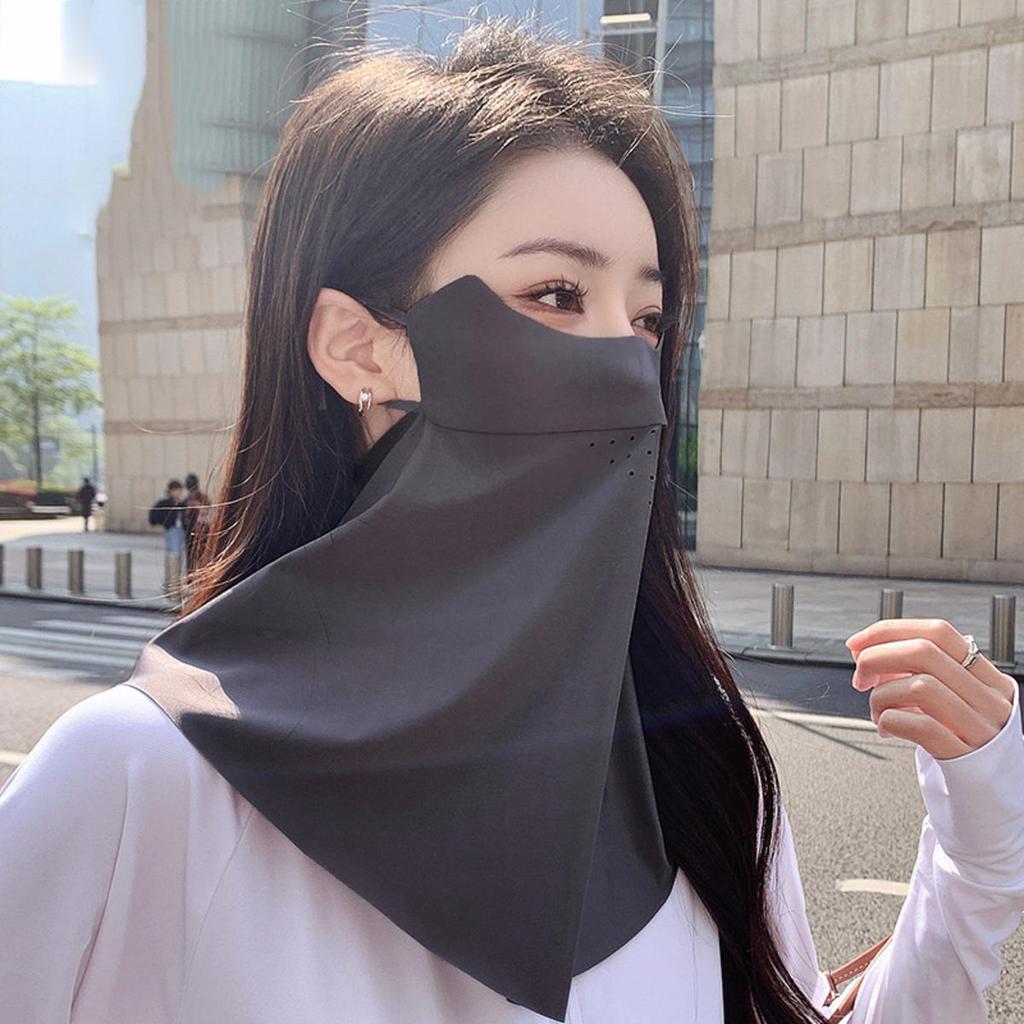 Women's outdoor sports trackless sunscreen facial mask imitation ice silk UV protection summer breathable thin