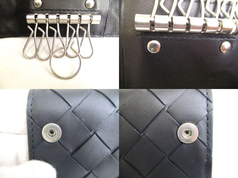 Authentic BOTTEGA VENETA Black Leather Silver H/W 6 Pics Key Cases #a120  Refurbished