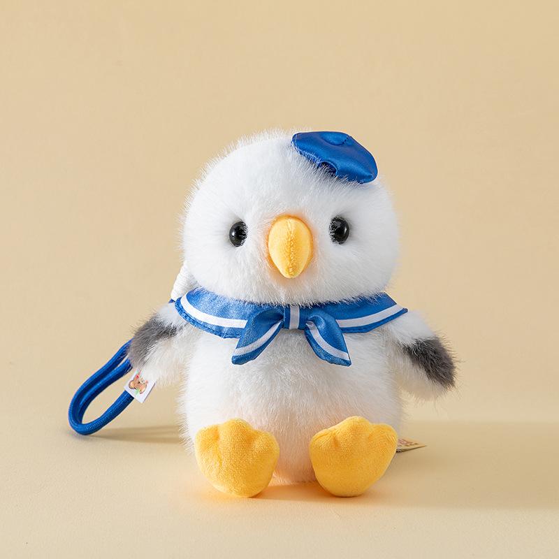 

Cute Navy Polar Bear Plush Toy Seagull Pendant Ocean Hall Souvenir Backpack Hanging Decoration Office Desk Posing 15cm【0.11kg】