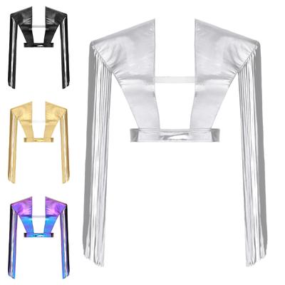 Womens Mens Unisex Metallic Shiny Shoulder Shrugs Tassel Fringe Adjustable Armor Shawls for Halloween Cosplay Masquerade Party