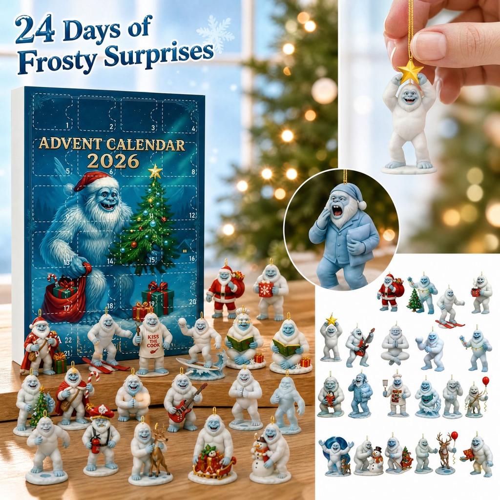 Christmas Countdown Hanging Ornament Set, 2D Flat Snowman Design for Winter Holiday Decor