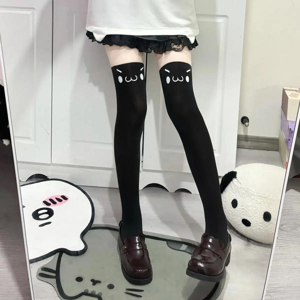 Y2K Girls Knee High Socks Thigh High Stockings Printed Cartoon Stockings Women Kawaii Thigh High Socks Women Stockings Jk Lolita