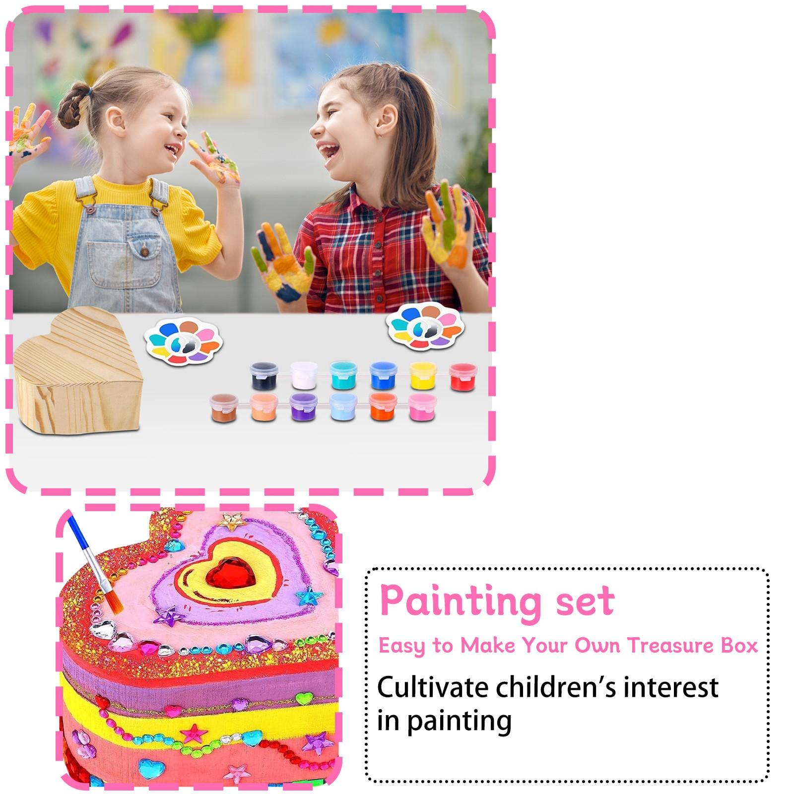 

Ручная роспись DIY Arts And Crafts Набор для рисования акриловыми красками Деревянная коробка с кисточками Детский набор для рисования 5 мл One Size