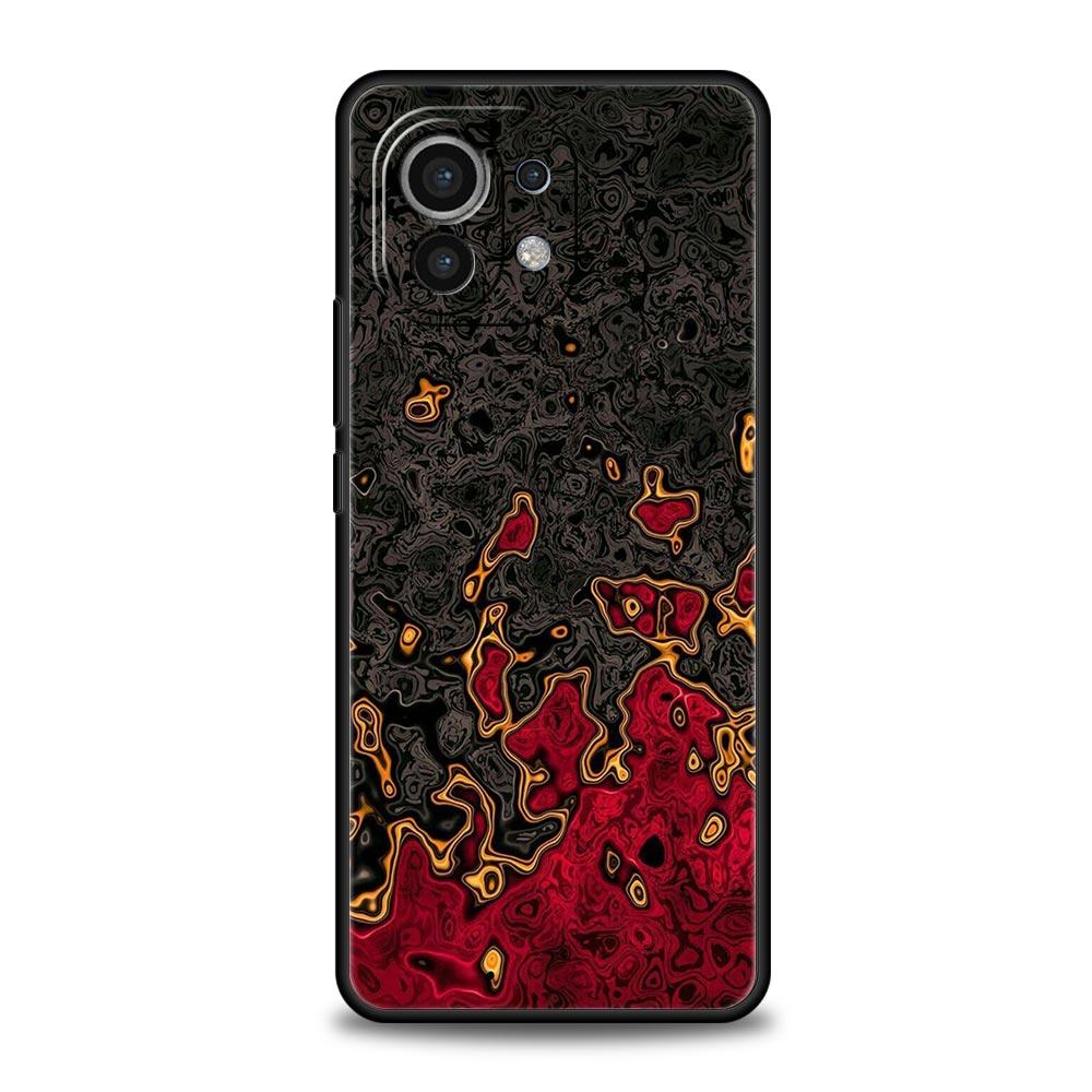Black Red Ripple Art Phone Case Cover for Xiaomi Mi 17 15 14 13 12 11 Ultra 15T 14T 13T 12T 11T Pro Lite 5G Soft TPU Shell Funda