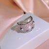 Combination Pattern Exquisite Geometric Chain Ring Three-Layer Micro-Inlaid Zircon Tide Cool Women'S Ring Exquisite Jewelry