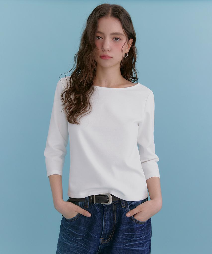 MICANE Miba Boat Neck Quarter Sleeve Tee