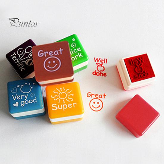 6Pcs Teachers Stamper Praise Reward Stamps Motivation Sticker School