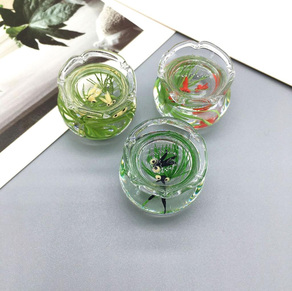 Miniature Food Toys 1:12 Dollhouse Accessories Simulation Glass Goldfish Tank