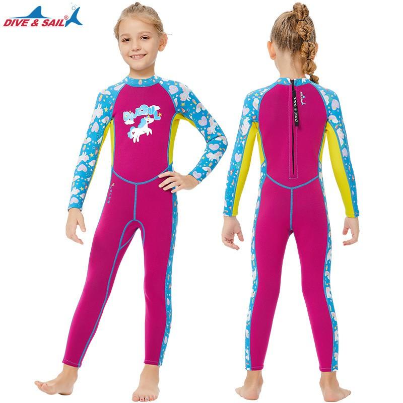 Children's Diving Suit Women's 2.5MM Thick Warm Swimsuit One-piece Long-sleeved Sunscreen Snorkeling Surfer