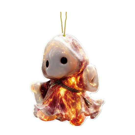 Funny Ghost Pendant 2D Acrylic Car Hanging Decor Ghost Design Backpack Charm Halloween Festive Party Decoration